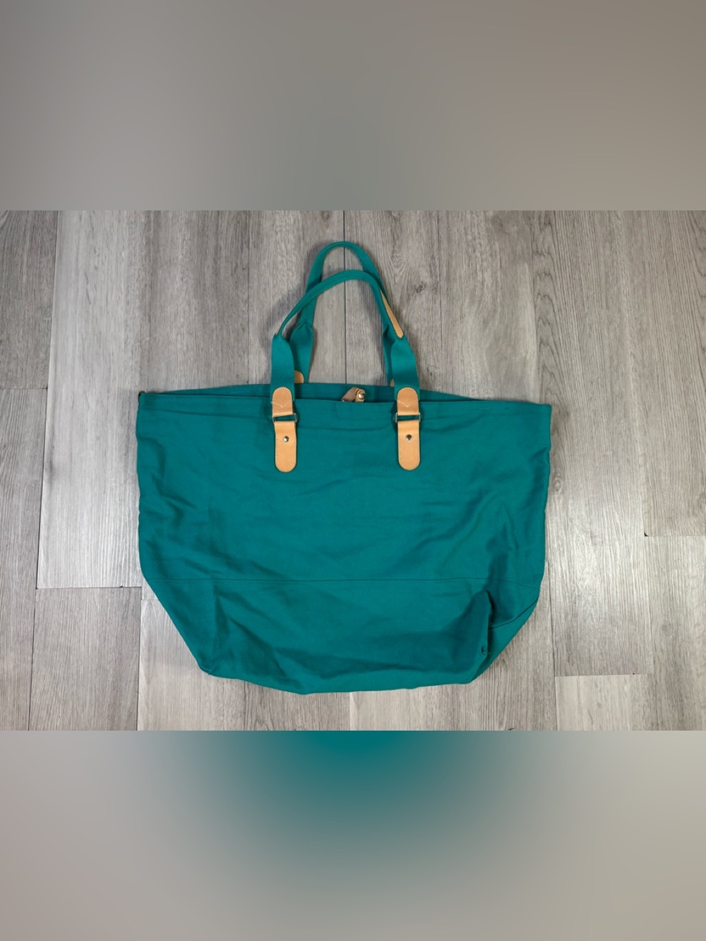Gap Clothing Co. Vintage 80’s Teal Solid Tote Bag Zip Closure Inner Pockets